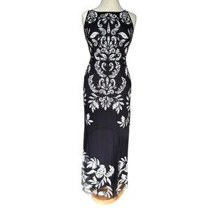 Aidan Mattox Womens Maxi Dress Size 6 Black  Evening Beaded Lace Evening
